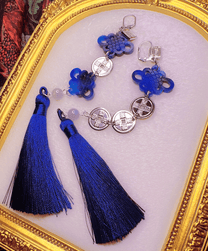 LAPIS HERALD ACRYLIC &amp; METAL EARRINGS (SINGLE)