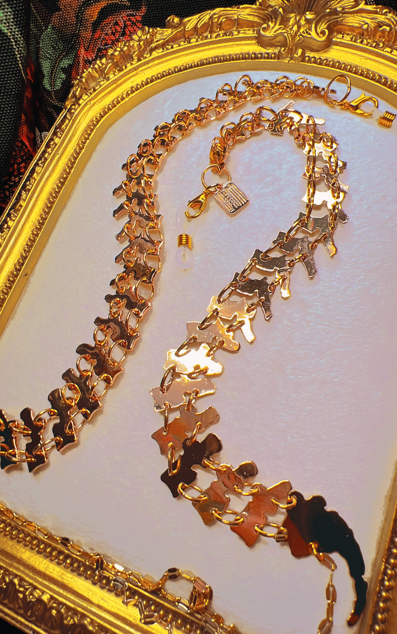 GOLD ARTICULATED SPINE Glasses / Mask Chain